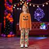 Kids Girls Halloween Outfit Spring Autumn Long Sleeve Pumpkin Printed Skirt Pants Two Piece Set Fashion Casual Children Clothing