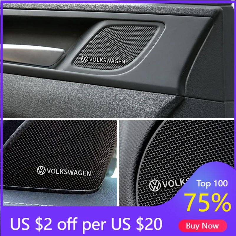 

VW GTI GOLF 2026 Hot For VW VOLKSWAGEN 4pcs 3D aluminum speaker stereo speaker badge emblem Sticker for VW Volkswagen Golf Polo