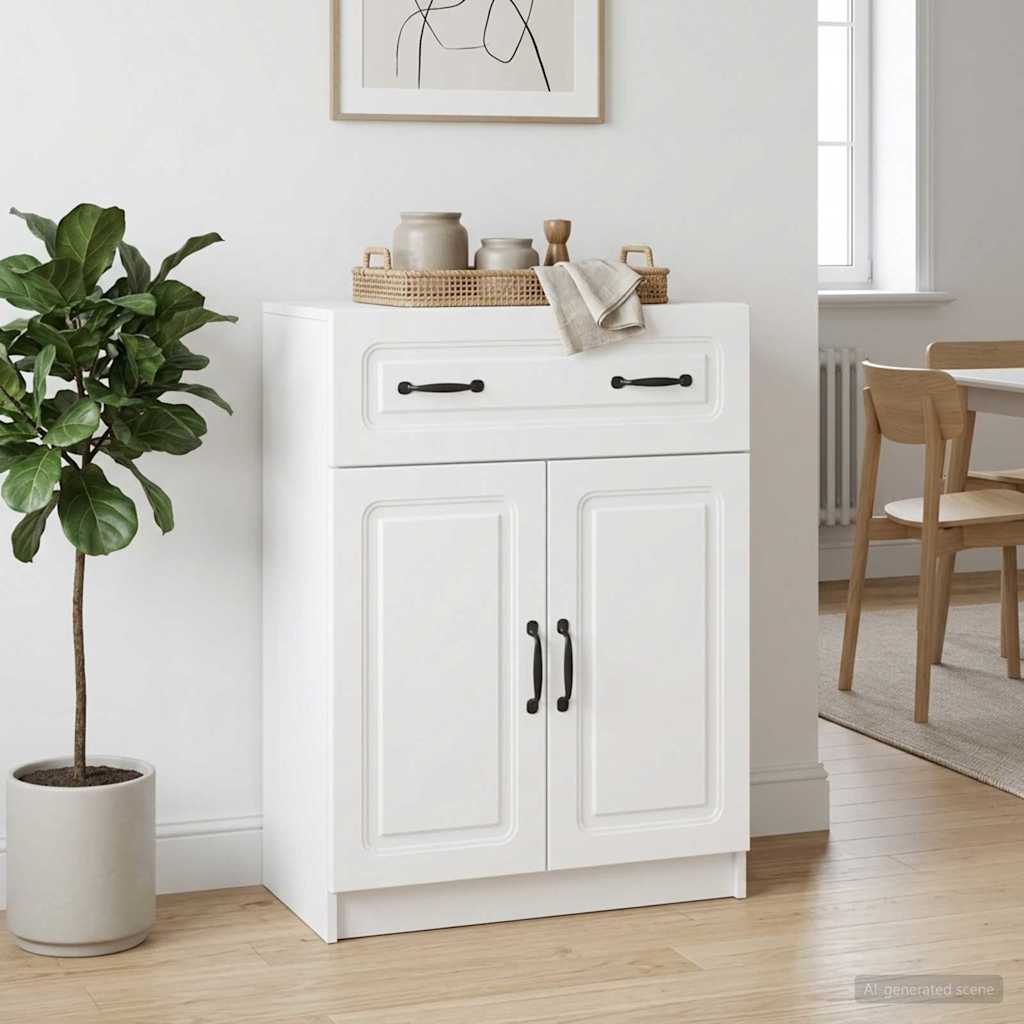 White Sideboard with Drawers 66 x 34.5 x 87 cm Engineered Wood