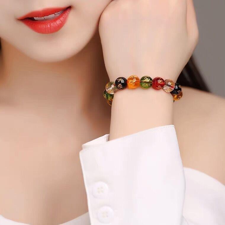 Five Elements And Six Characters Mantra Bracelet For Couples, 12mm