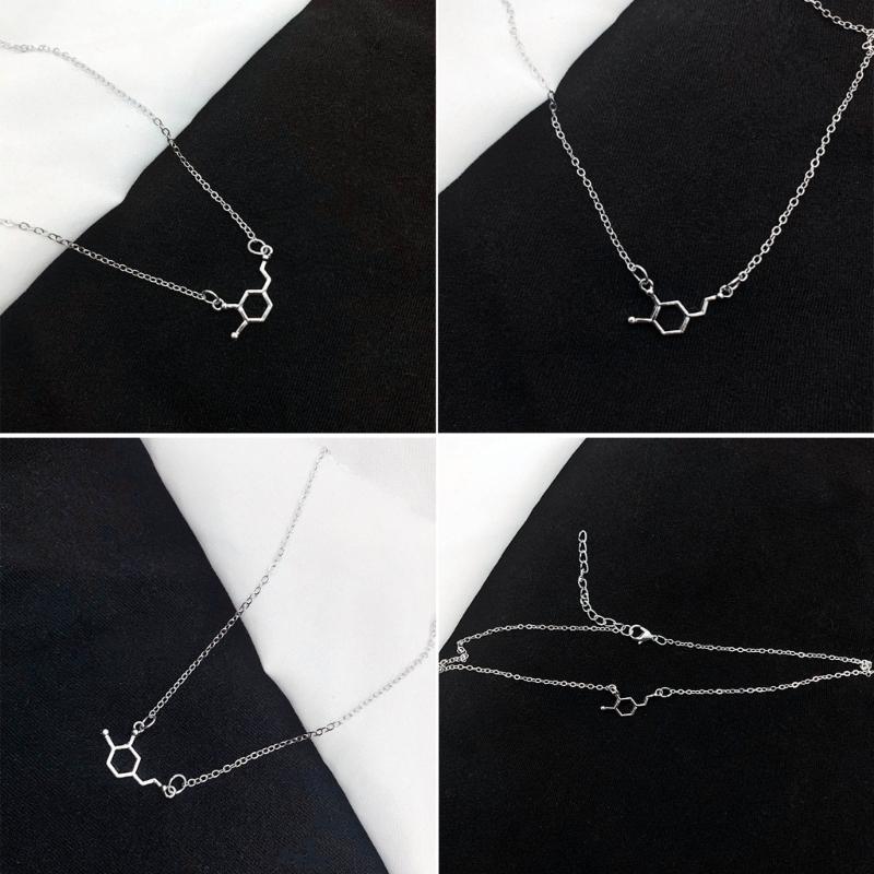 Dopamine Molecule Necklace Stylish Neck Chain Ajustable Collarbone Chain Trendy Neck Jewelry for Chemistry Enthusiasts