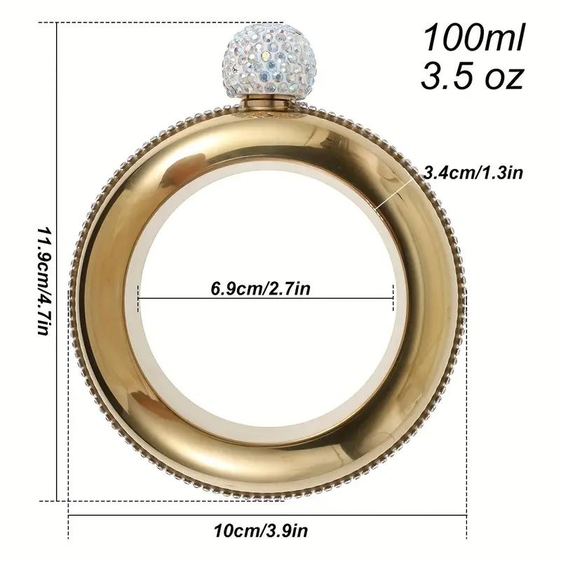 Stainless Steel Diamond Bracelet Hip Flask for Women 3.5 Oz Round Electroplated White Wine Bottle Bracelet Hip Flask