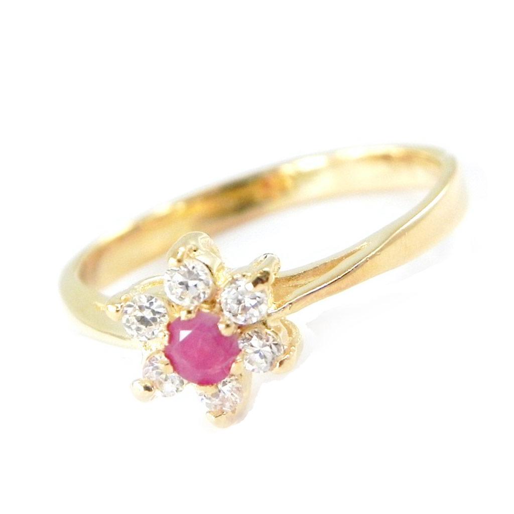 Garnet Gold Plated 'Crystal Flower' Ring