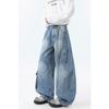 High Street Deconstruction Multi-pocket Jeans Men's Versatile Design Sense Wide Leg Pants American Washed Silhouette Scimitar Pants Spring