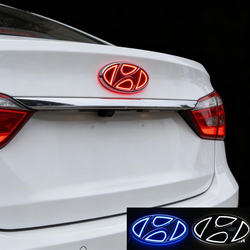 Logo Light for Hyundai VERNA Elantra ACCENT SONATA TUCSON SANTAFE IX35 I30 GENESIS COUPE LED Emblem 5D Car Front Rear Sticker
