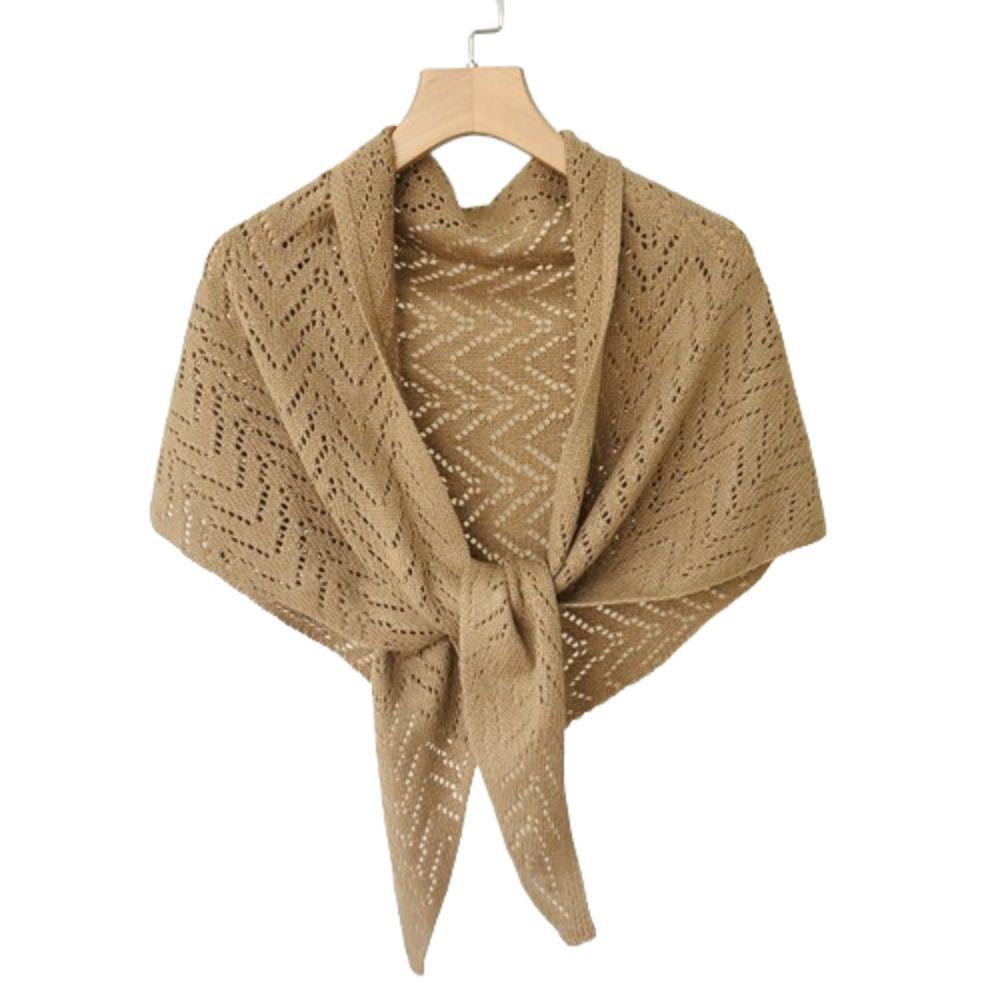 Triangle Shape Striped Cutout Cape Terylene Sun Protection Cape Stripe Knitted Shawl Spring верблюд