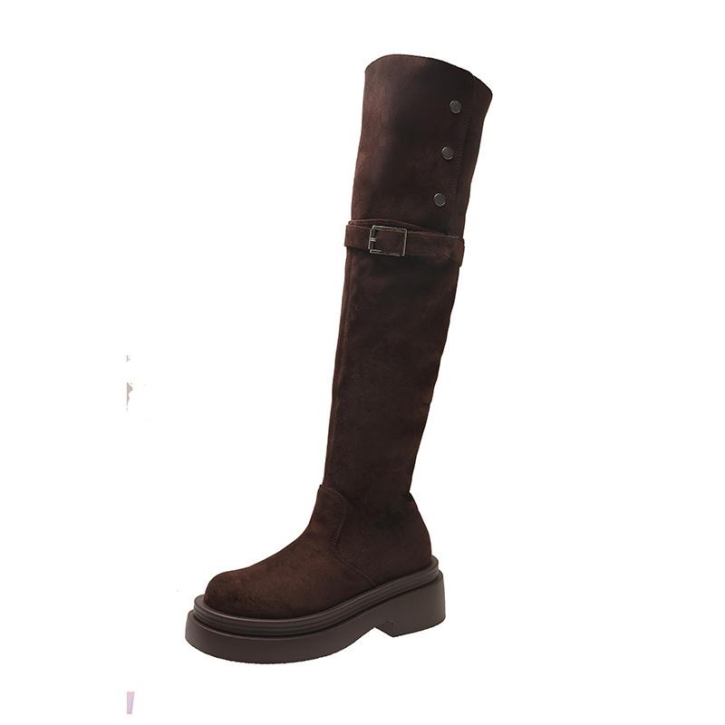 Thick-soled boots women's 2025 new autumn and winter over-the-knee suede boots women's thin tall knight boots