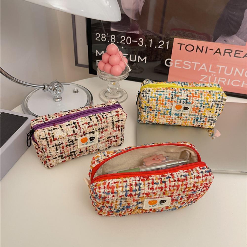 

Girly Wear-resistant Pen Case Waterproof Stationery Storage Pouch Simple Woven Pencil Bag School фиолетовый