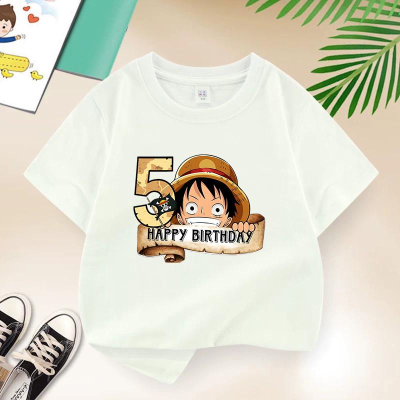 New Arrival AnimeThemed Happy5 Birthday Kids Pure Cotton Printed TShirt A Perfect Gift
