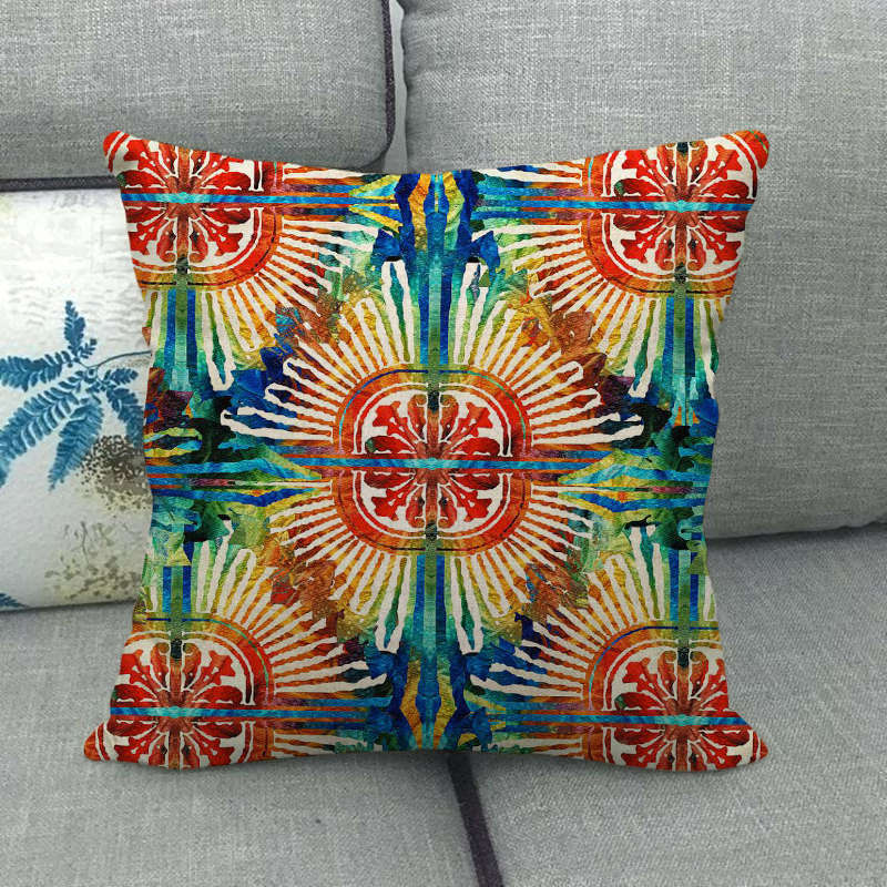 Bohemian Geometric Patterns Digital Printing Short Plush Pillow Covers For Car Sofa Office Cushion Cover Home Goods
