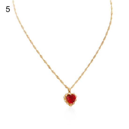 Women Necklace Creative Rhinestone Embedded Women Jewelry Tiny Heart Shape Pendant Clavicle Necklace for