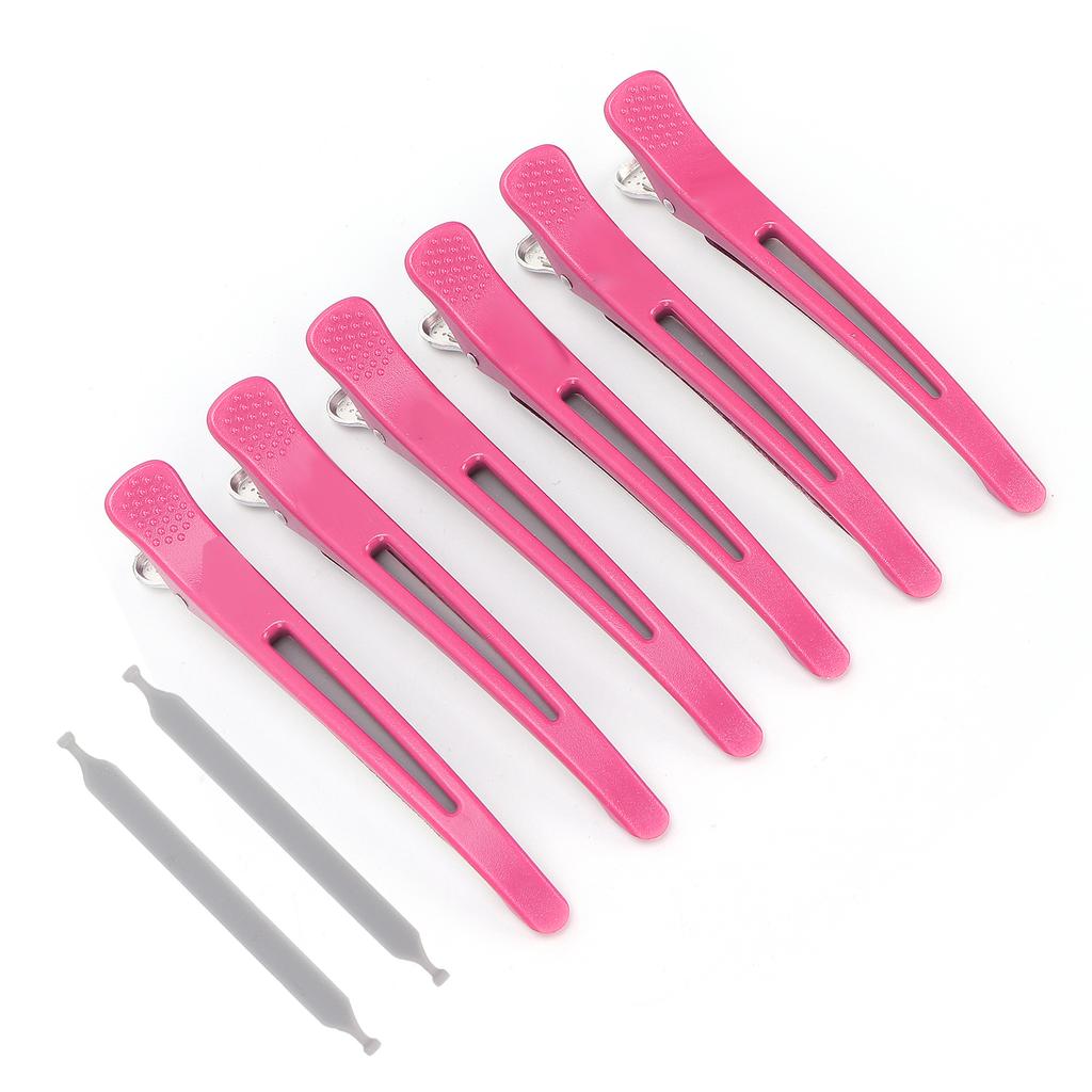6Pcs Professional Hair Clips NonSlip Dividing Duckbill Hair Clips for Hair Cutting Styling(Rose Red