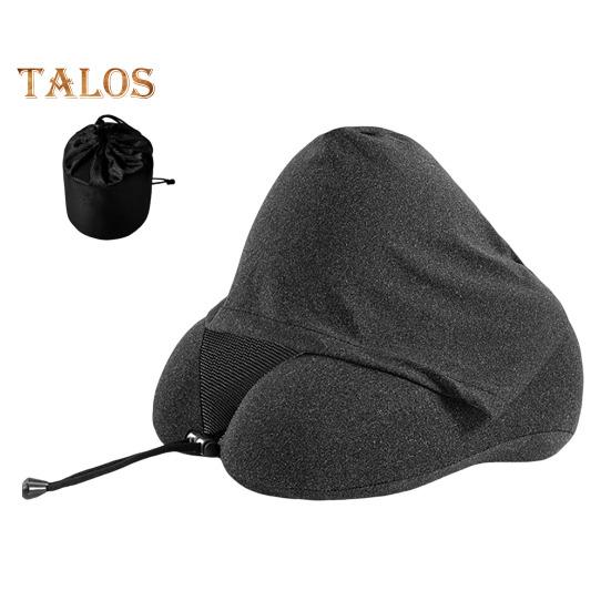 

Подушка для шеи с капюшоном, пена с эффектом памяти, U-образная подушка с регулируемым шнурком, дышащая подушка для шеи для длительных перелетов в самолете, автомобиле, поездках на автомобиле чёрный