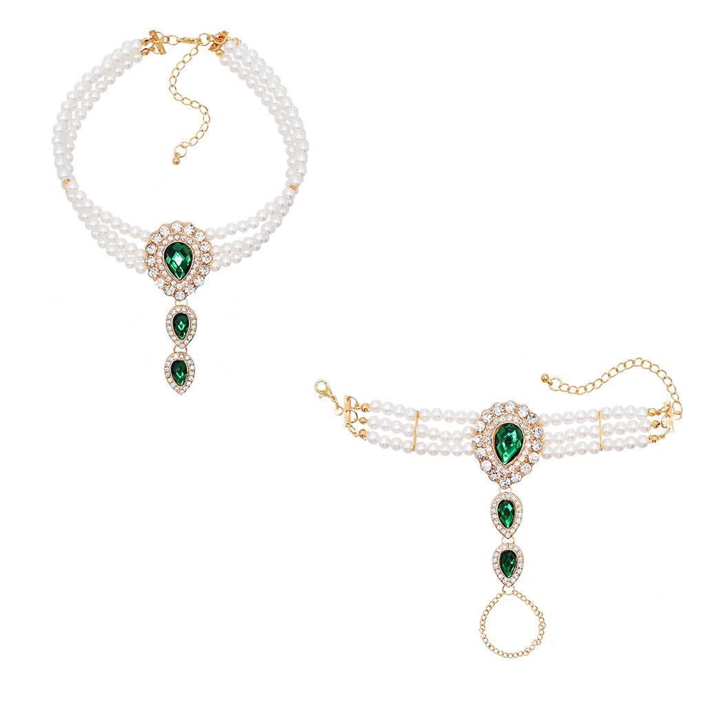 

Многослойное ожерелье с цепочкой из искусственного жемчуга, браслет для женщин, ювелирные изделия со стразами и каплями воды, аксессуары