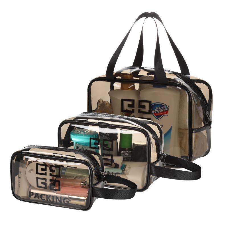 

PVC Waterproof Transparent Makeup Bag — Large Capacity, High-End Style, Portable, and Multifunctional Wash Bag. Small (21*8*13cm)