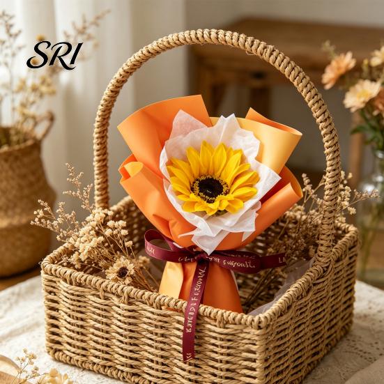 Romantic Artificial Flowers Mini Fake Sunflower Bouquet Handcrafted Soap Carnation Rose Floral Decoration Small Flower Valentine's Day Anniversary