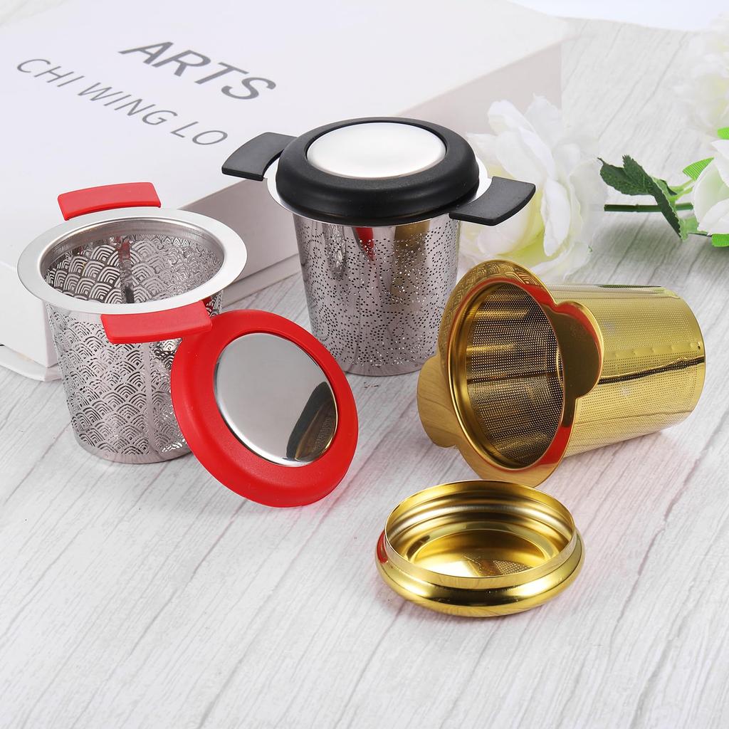 Uxcell 1-Piece Tea Infuser Filter, Fine Mesh, Loose Tea Steeper, Stainless Steel Tea Strainer with Handle for Loose Leaf Tea, Gold