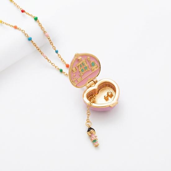 Openable Heart Charm Necklace Heart Box Pendant With Mini Figurine 1 Pc