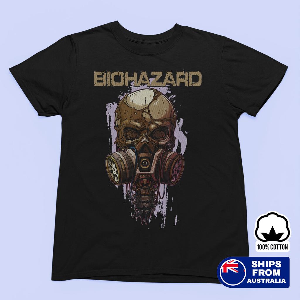 Biohazard Gas Mask Skull Graphic Print Heavy Metal T-shirt Men's & Women's