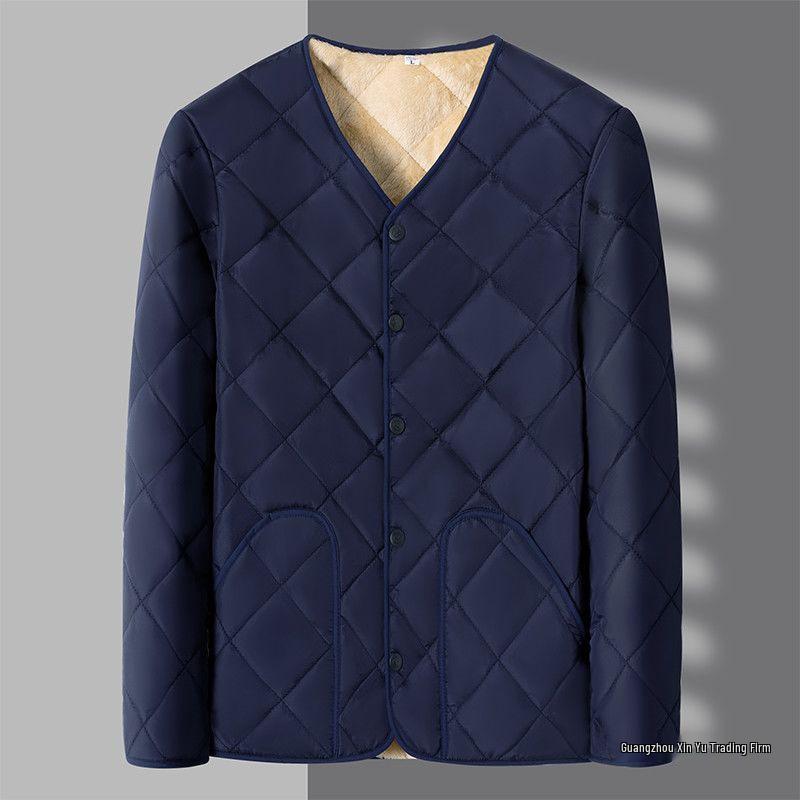 Men's Thickened Velvet-Lined Cotton Jacket for Cold Protection - Winter Warmth, Middle-Aged & Elderly Dad's Style