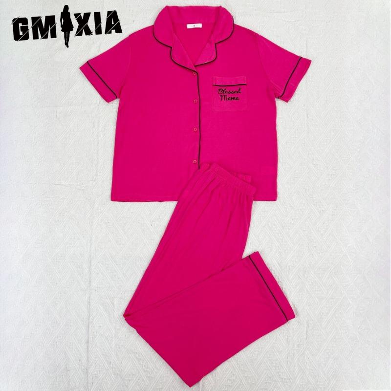 GMXIA Pajamas Women's Models Spring and Summer Short-sleeved Trousers Homewear Two-piece Set