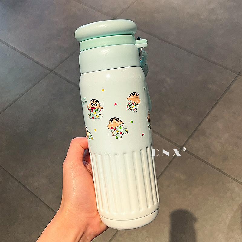 

Crayon Small New Большая емкость Термос из нержавеющей стали Чашка-непроливайка для студентов, мультяшная чашка для пар, подарок на день рождения для мужчин и женщин 530ml