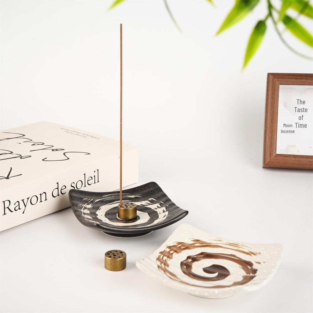 Zen Style Wabi-Sabi Square Ceramic Incense Holder Tray