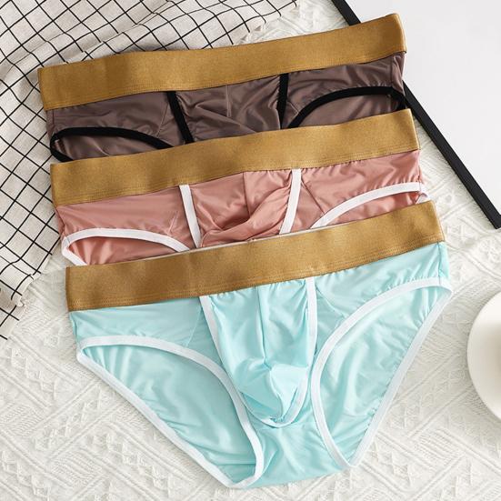 Men Briefs Low-rise Elastic Waistband Side Opening Design U-Convex Panties Breathable Underwear Daily Wear