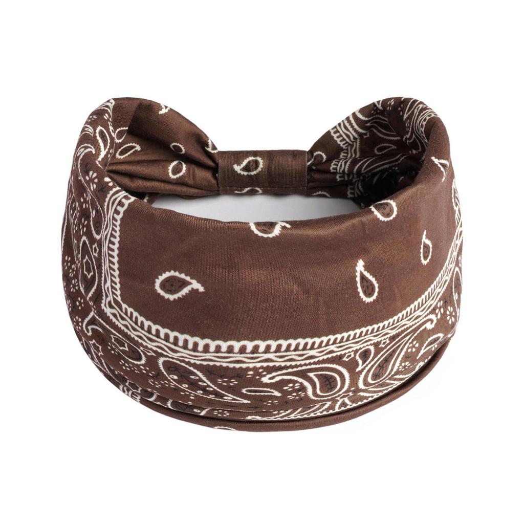 Bandeau large rétro à motif cachemire pour femmes - Bandeau de sport élastique coloré pour yoga