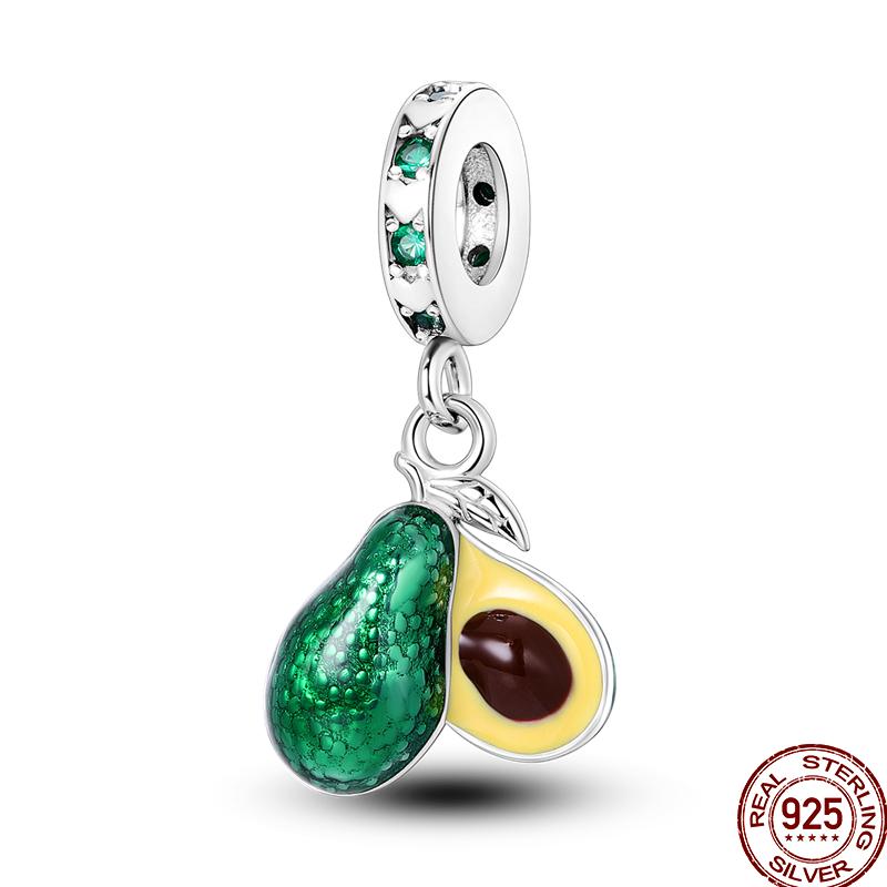 New Copper Avocado Pineapple Coffee Bean Tomato Charm Beads Suitable Fit 3Mm Original Bracelet Diy Jewelry