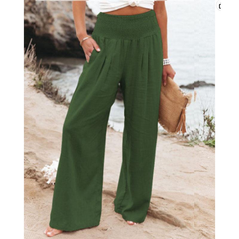 Jarní a letní dámské ležérní kalhoty Široké kalhoty Ležérní vítr Kalhoty do středního pasu