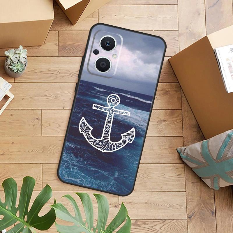 Stripes Anchor Boat Ship Wheel Case For OPPO Reno 13F 14F 12F 10 11 12 13 14 Pro 7 8 Lite OPPO Find X6 X5 X8 X9 Pro Cover