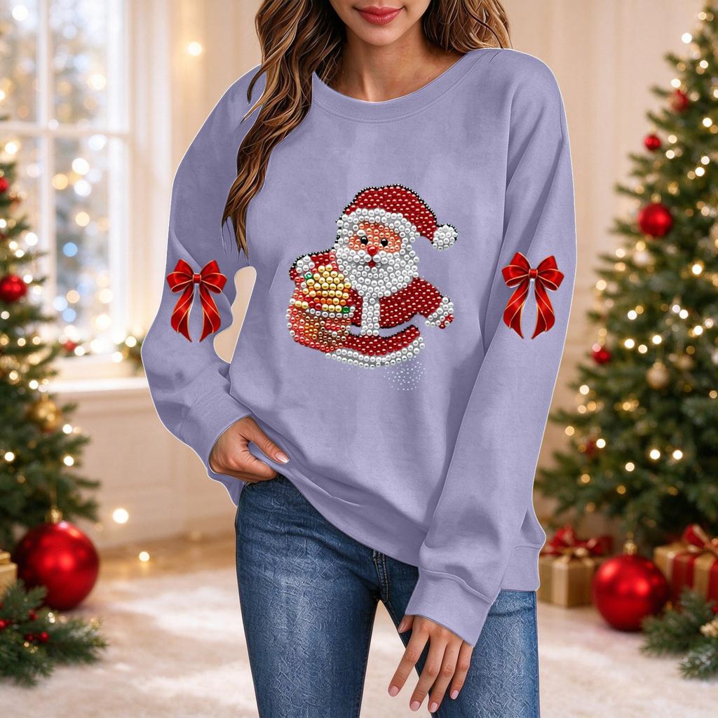 Women's Christmas Print Pullover Top Casual Holiday Top for Party and Everyday Wear