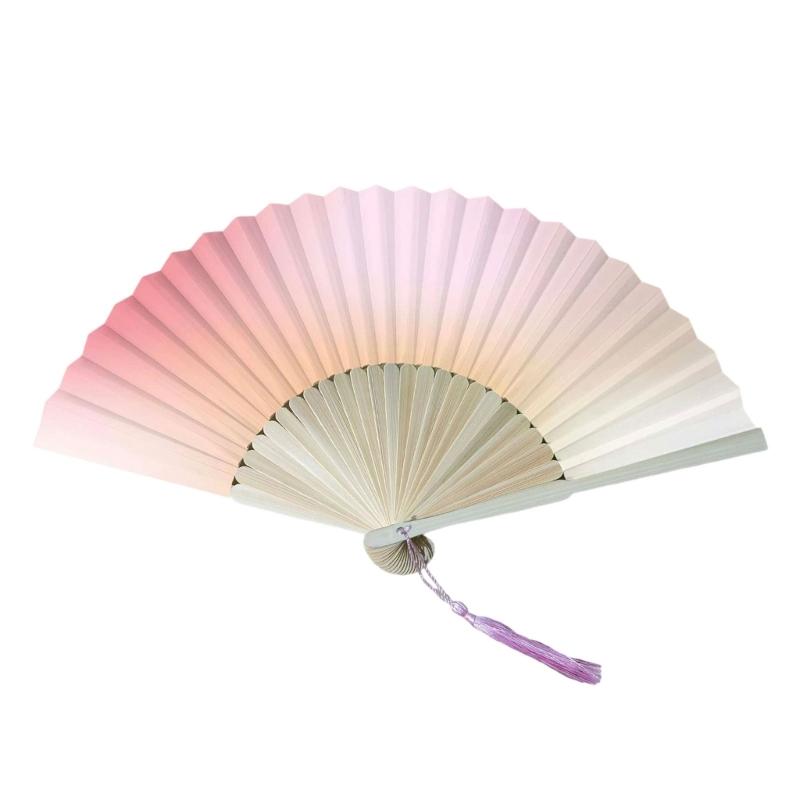 

Элегантные китайские стили Градиентный китайский веер Бамбуковый каркас Складной ручной веер для свадеб, вечеринок и домашнего декора