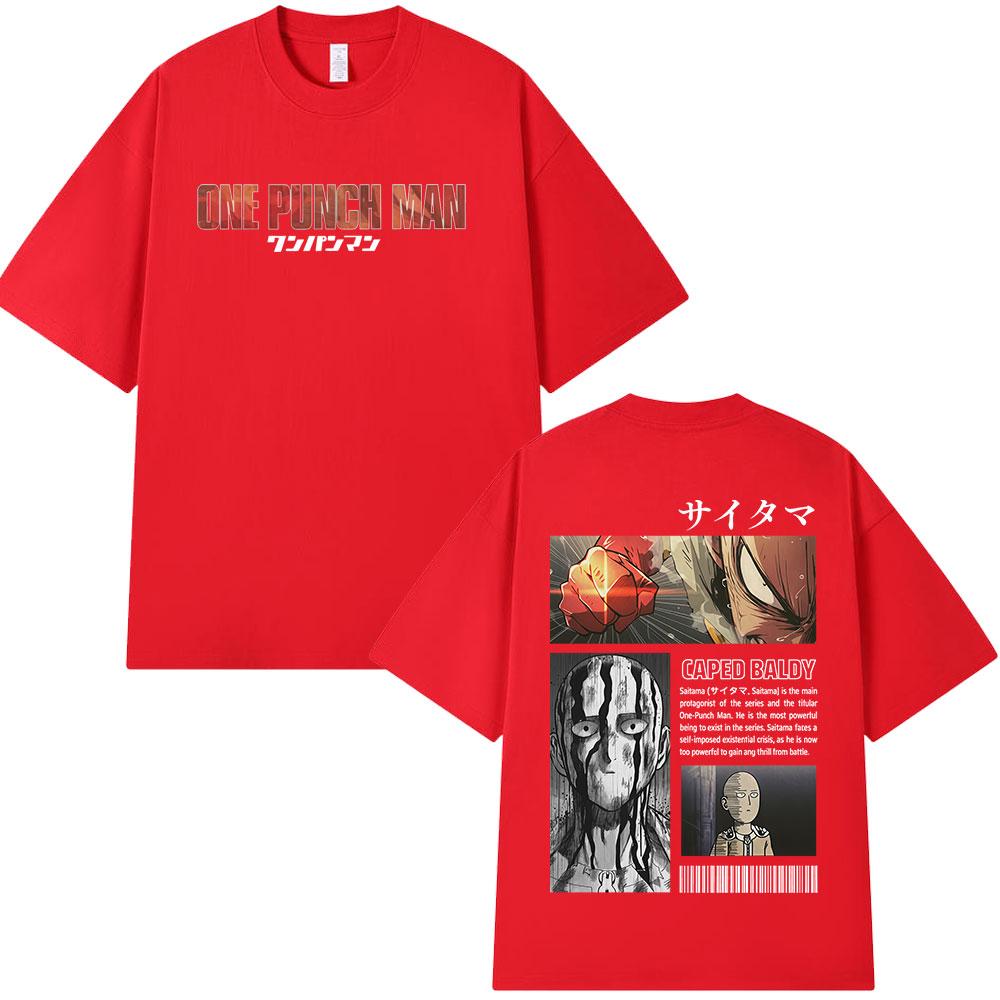 Japanese Anime One Punch Unisex Saitama T-shirt Unisex s Women Fashion Harajuku Short Sleeve T Shirts Cotton Casual Oversized T-shirts S