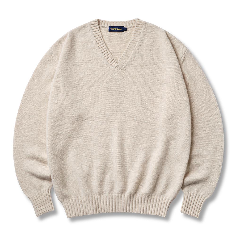 Edward Max Baby Alpaca V-Neck Loose Fit Knit Cream M