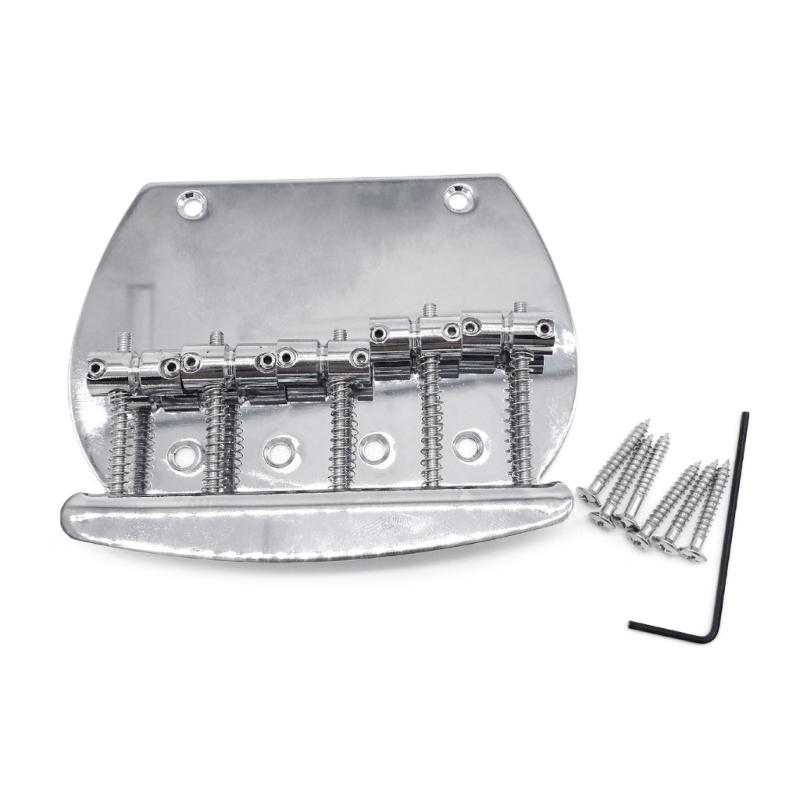 

Professional 5 Strings Bass Guitar Bridge Metal Bass Electric Guitar Bridge Guitar Parts Accessories Chrome with Screws 1