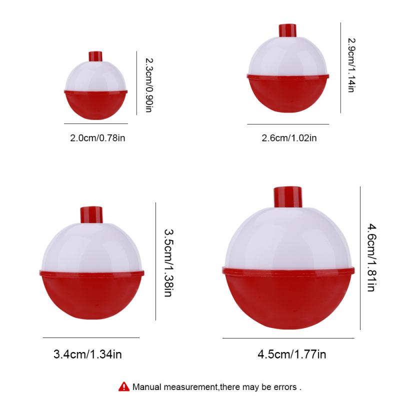 8Pcs/Set Fishing Floats Mix Size 2-4.5cm Snap Hard ABS Fishing Bobbers Round Bobbers Push Button Buoy Floats Fishing Tackle