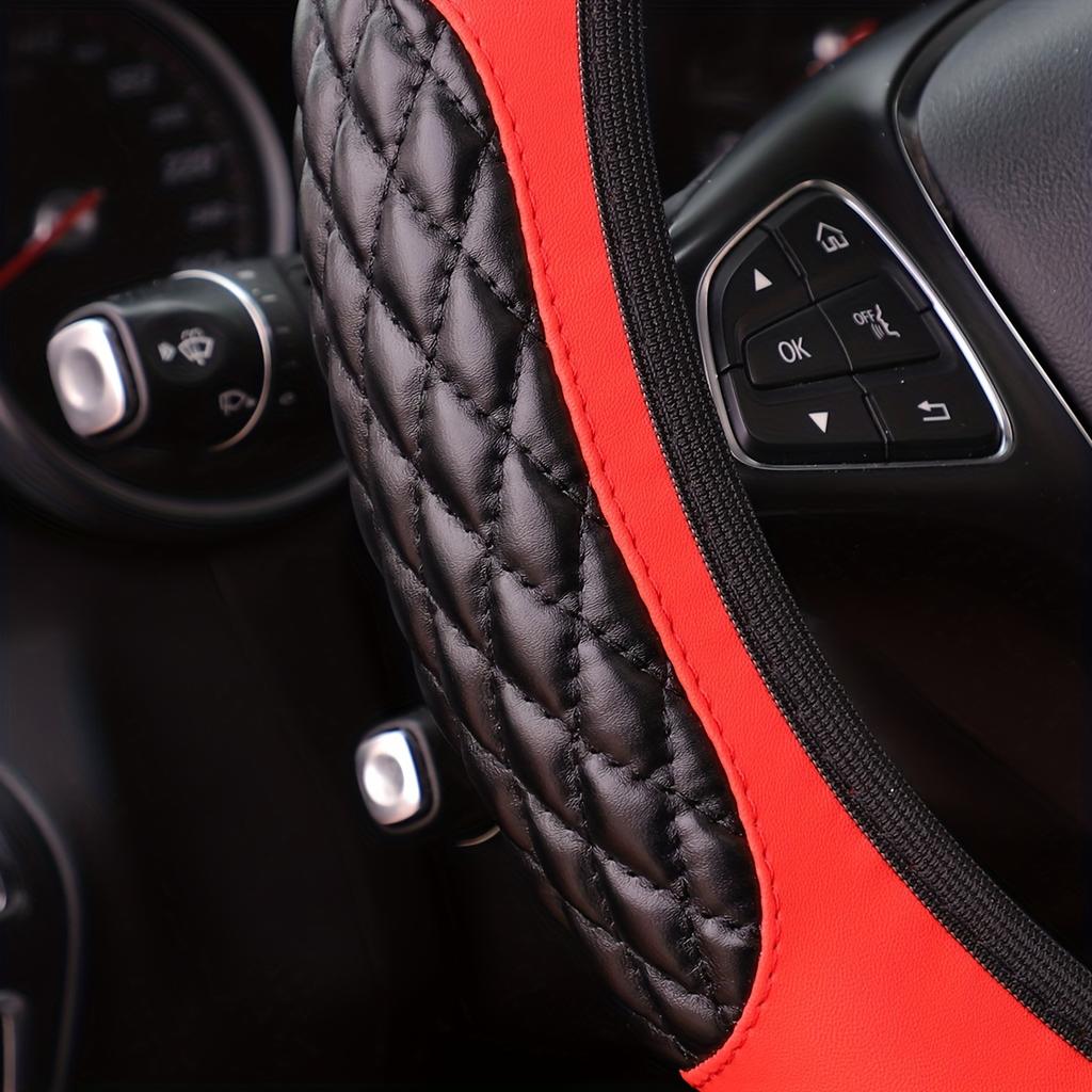 1PC New Car Steering Wheel Cover, Two Tone Six Tone Leather Without Inner Ring, Popular All Season Universal Handlebar Cover