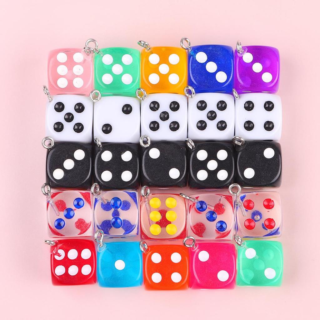 6/10Pcs 14mm Resin Dice Pendants For Jewelry Making DIY Necklace Bracelet Earring Accessories