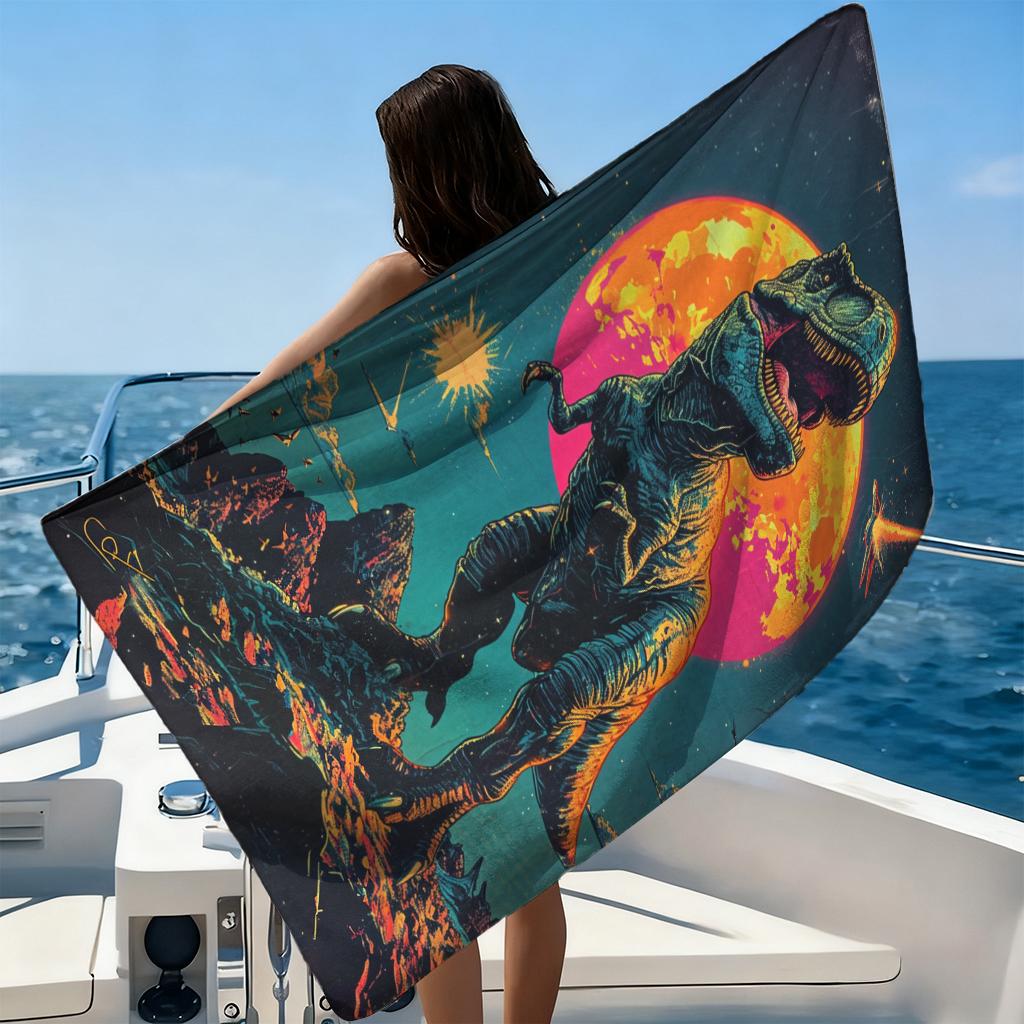 1 Stück Tyrannosaurus Rex Strandtuch Schnelltrocknendes Handtuch für Strand Pool Sport Yoga Fitnessstudio Zuhause Handtuch Geschenk für Freunde Sandfreies Handtuch