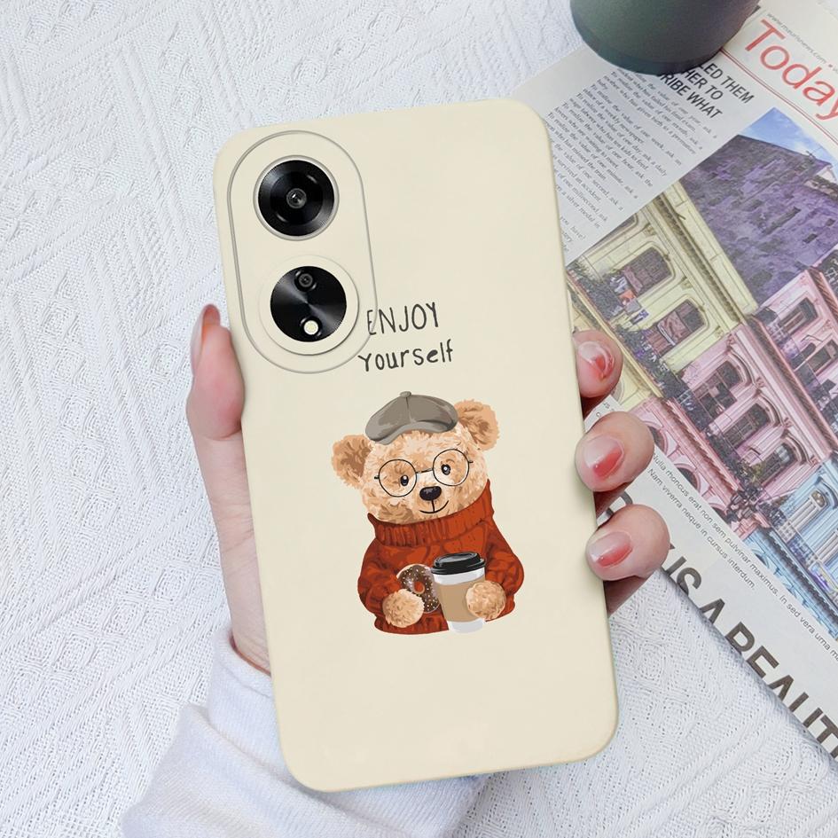 For Oppo A11 A1K A55 A1 A7 A15 A35 A52 Phone Case Cute Cartoon Little Bear Pattern Liquid Silicone Anti Slip Protective Soft Back Cover For Oppo Shell
