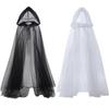 European and American Style Hooded Dark Fantasy Halloween Long Mesh Cape with Hood, Unisex, for Witch Cosplay