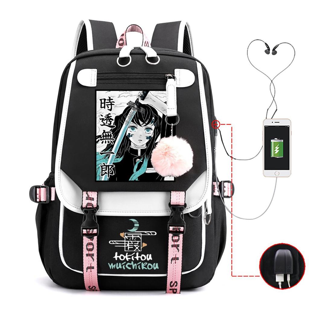 RiMan Peripheral Cartoon Printing Primary and Secondary School Students Backpack Outdoor Travel Backpack Unisex Schoolbag