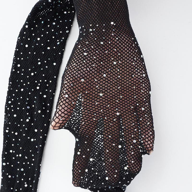 Ciorapi sexy din plasă de cristal Colanți Chiloți cu stras Lenjerie sexy Dantela neagră Ciorapi înalți pe coapsă Lenjerie erotică