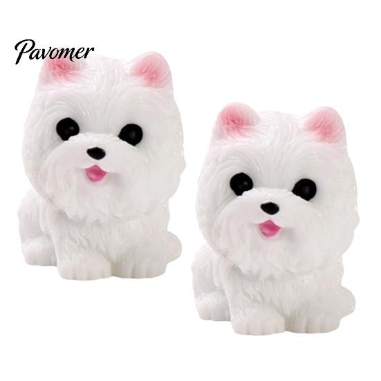 Small Decorative Figurines 2Pcs Mini Dog Figurines, Cute Resin Puppy Miniature Animal Figures, Car Dashboard Decorations Ornaments for Micro