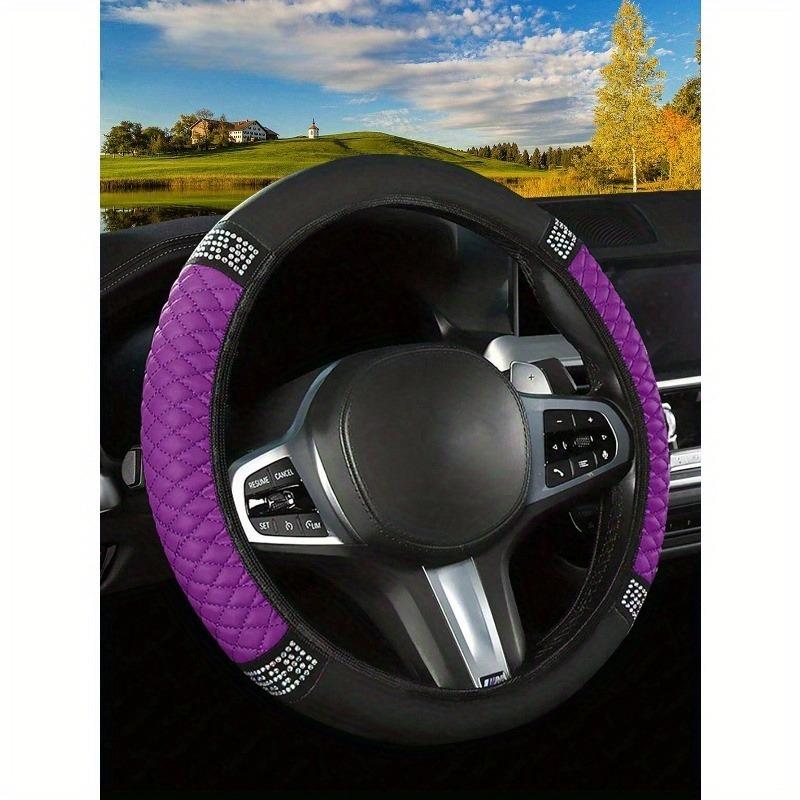 1pc Fashionable Durable Shiny Soft Leather Car Steering Wheel Cover - Anti-Slip, Heat-Resistant and Cold-Resistant Protector