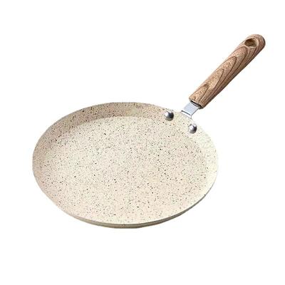 Wooden Handle Aluminum Nonstick Frying Pans Flat-Bottomed Cooking Pot Saucepan Breakfast Pancake Egg Pizza Pan Kitchen Utensils