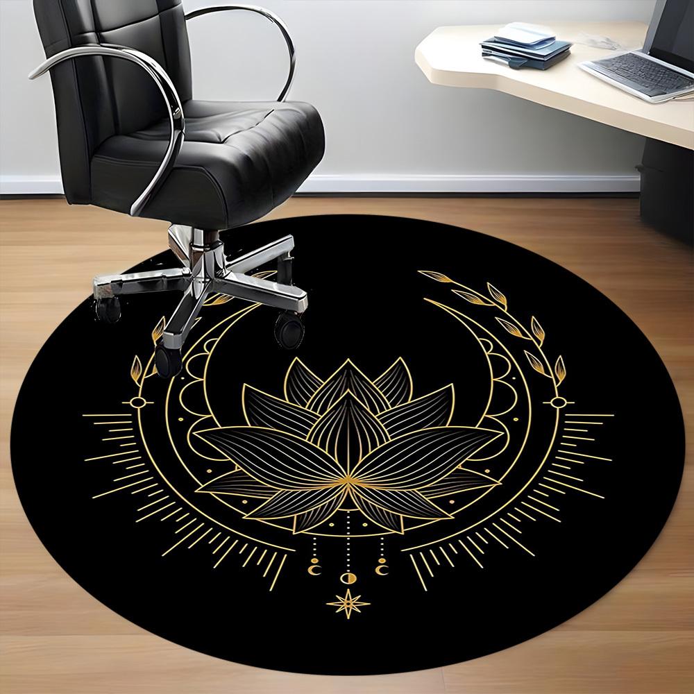 1pc Lotus Moon Office Round Area Rug, Indoor Mat Suitable For Office, Under Office Chairs Bedroom Living Room Home Decor, Room Deco 155