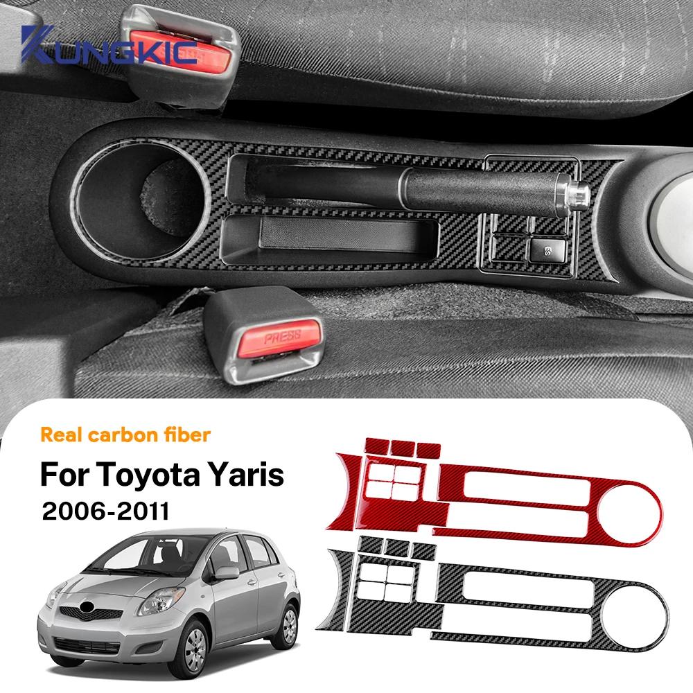Per Toyota Yaris 2006 2007 2008-2011 Kit Completo Rivestimenti Interni in Fibra di Carbonio Cruscotto e Console Centrale Accessori Set Nero/Rosso